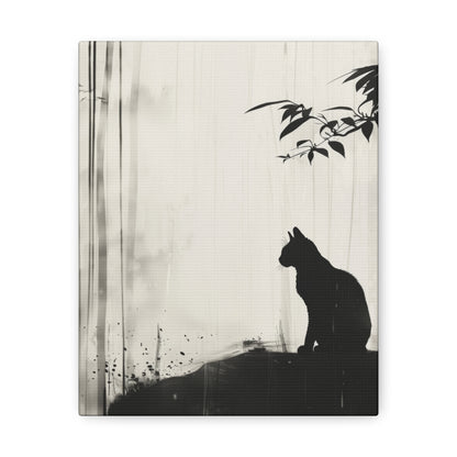 Black Cat Digital Illustration Canvas Gallery Wraps