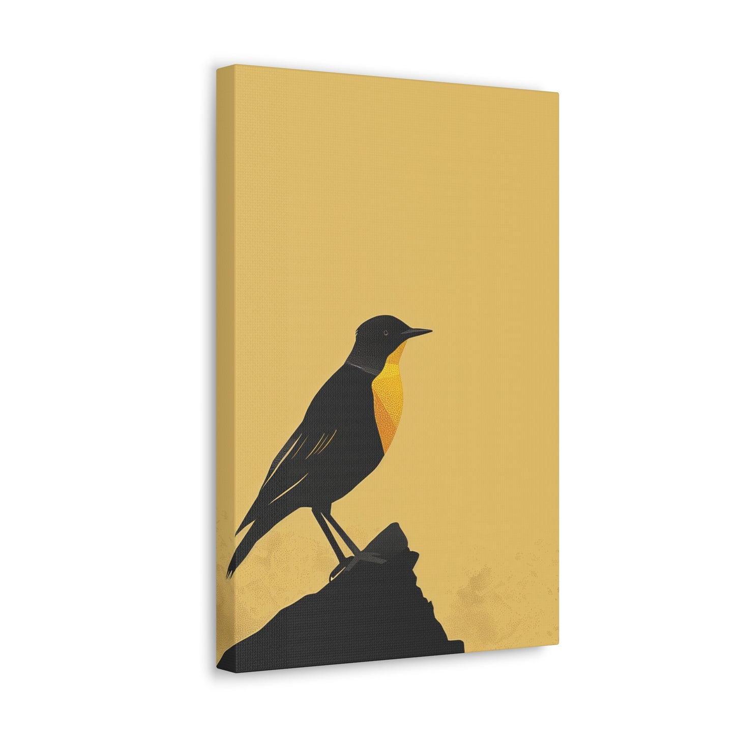 Bird Sitting on a Rock Digital Illustration Canvas Gallery Wraps