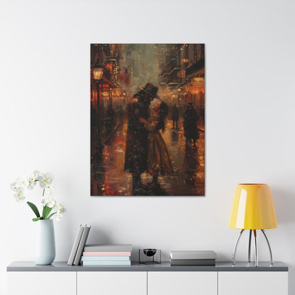 Father and Daughter Dancing on the Street - Rembrandt Style Digital Oil Painting Canvas Gallery Wraps