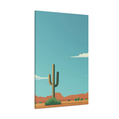 Saguaro Cactus in Desert - Illustration Canvas Gallery Wraps