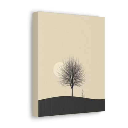 Lone Leafless Tree - Illustration Canvas Gallery Wraps