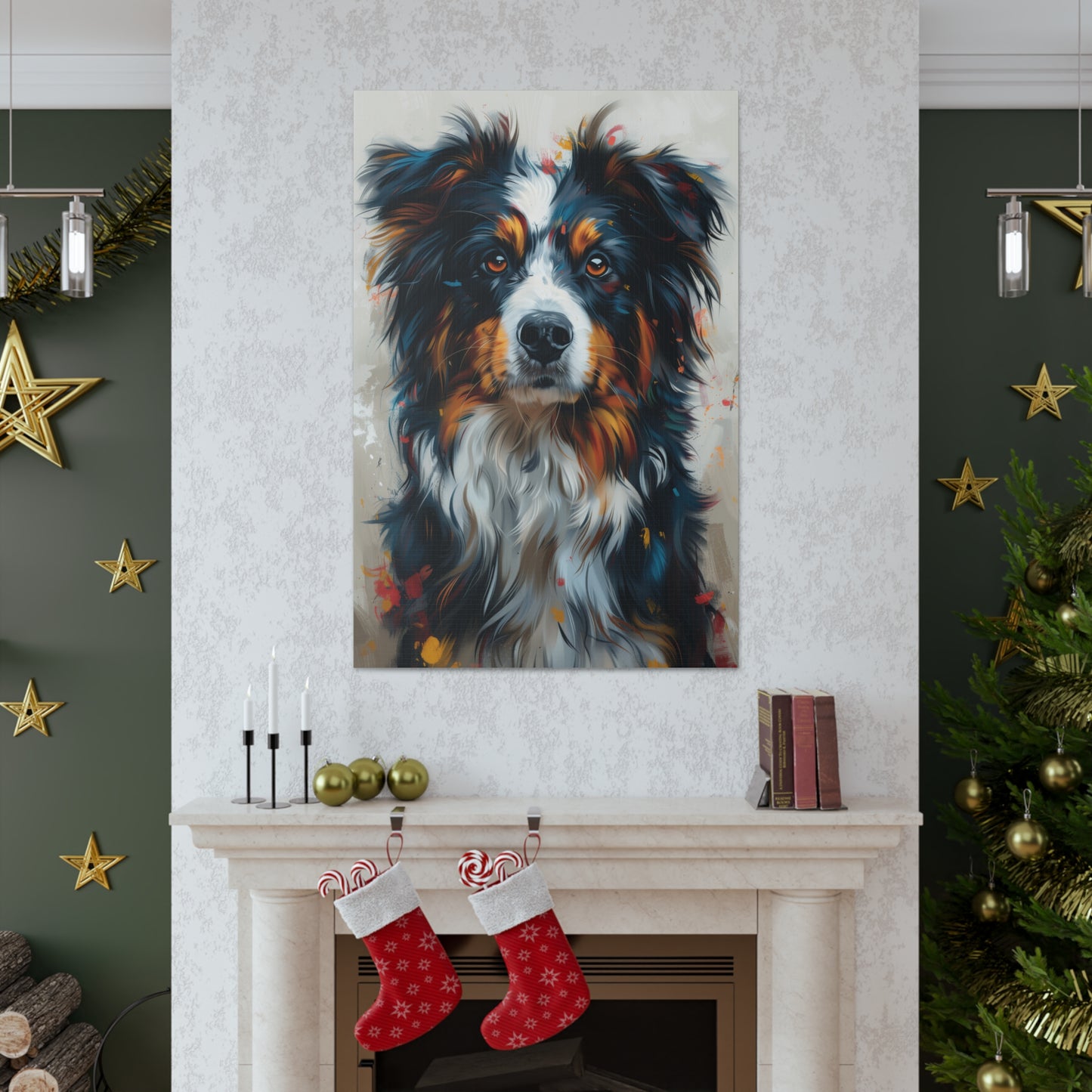 Border Collie Dog - Abstract Illustration Canvas Gallery Wraps