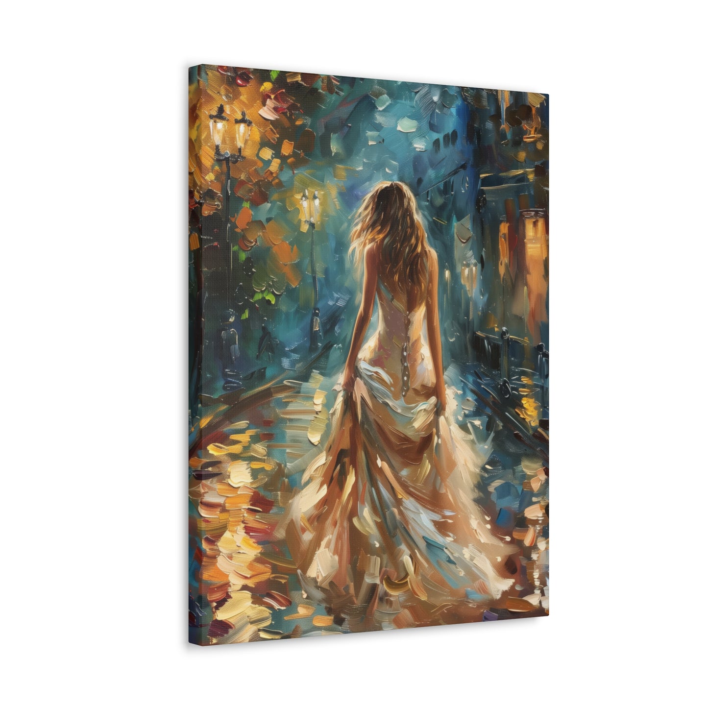 bride walking in the street - Leonid Afremov Style Digital Print Canvas Gallery Wraps