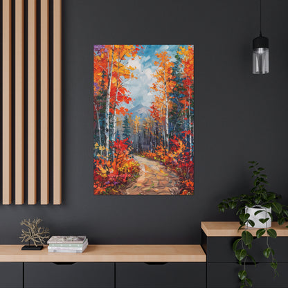 road through autumn forest - Leonid Afremov Style Digital Print Canvas Gallery Wraps