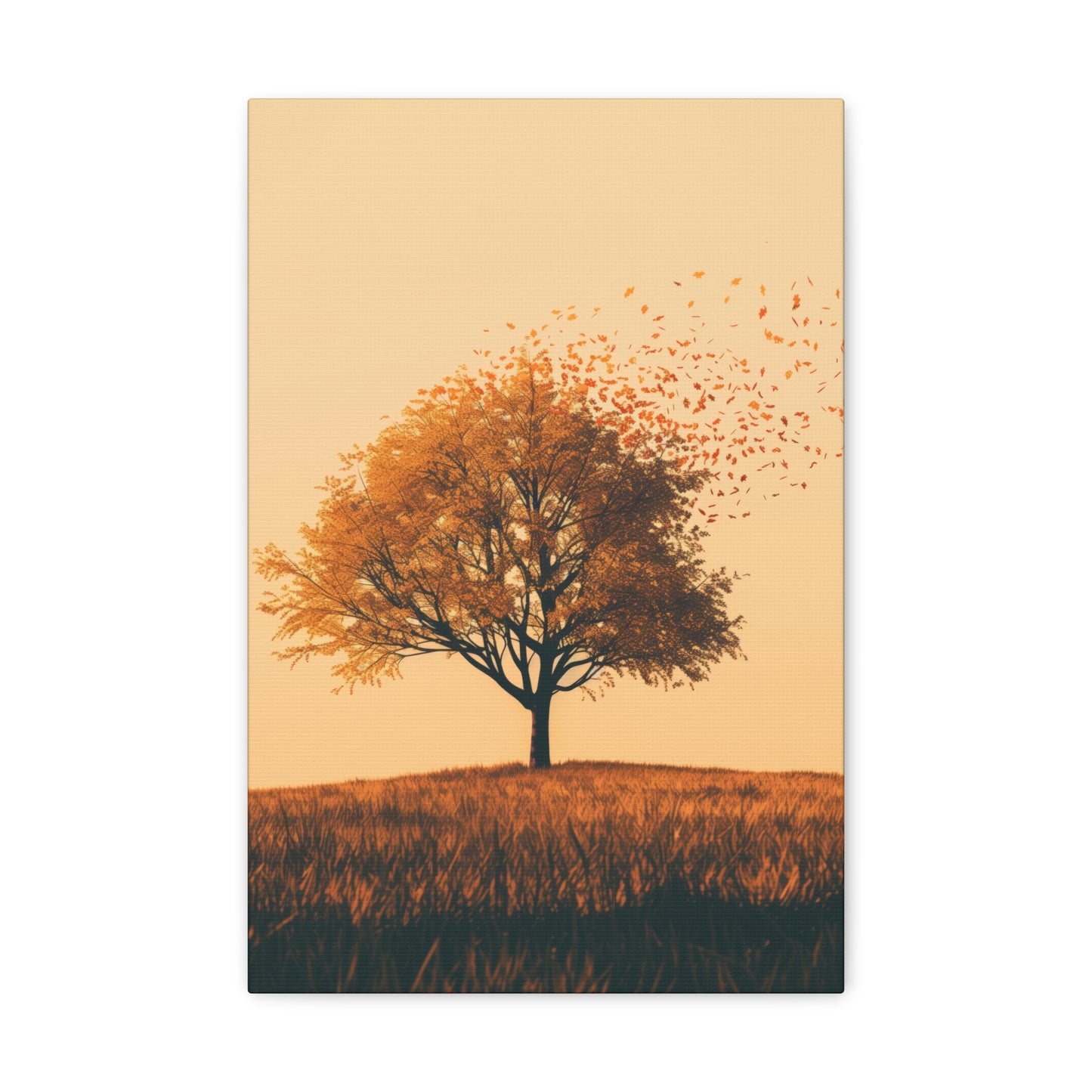 Tree in a Golden Sunset Digital Illustration Canvas Gallery Wraps