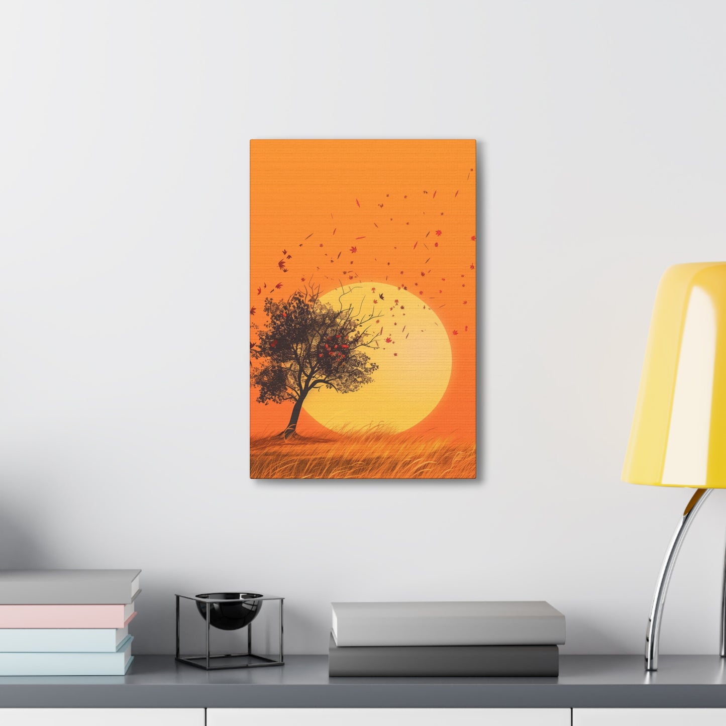 Tree in a Golden Sunset Digital Illustration Canvas Gallery Wraps