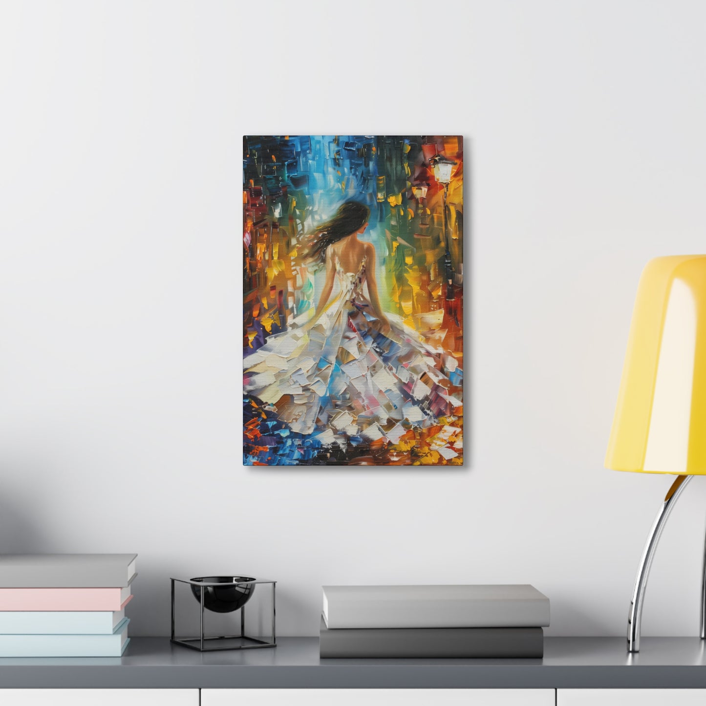 Bride walking in the streets - Leonid Afremov Style Digital Print Canvas Gallery Wraps