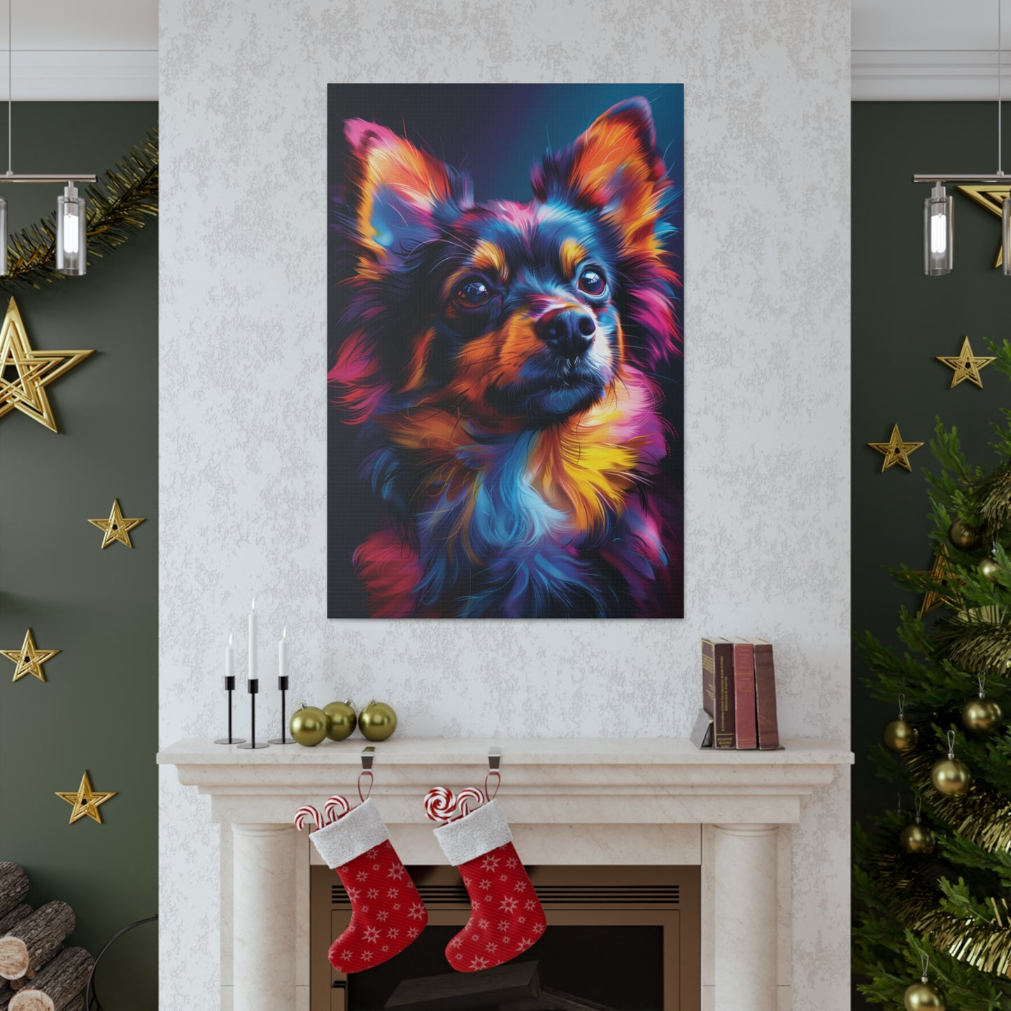 Papillon Dog - Abstract Illustration Canvas Gallery Wraps