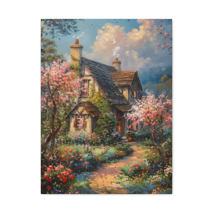 Countryside village house medieval times Digital Oil Painting Print Canvas Gallery Wraps