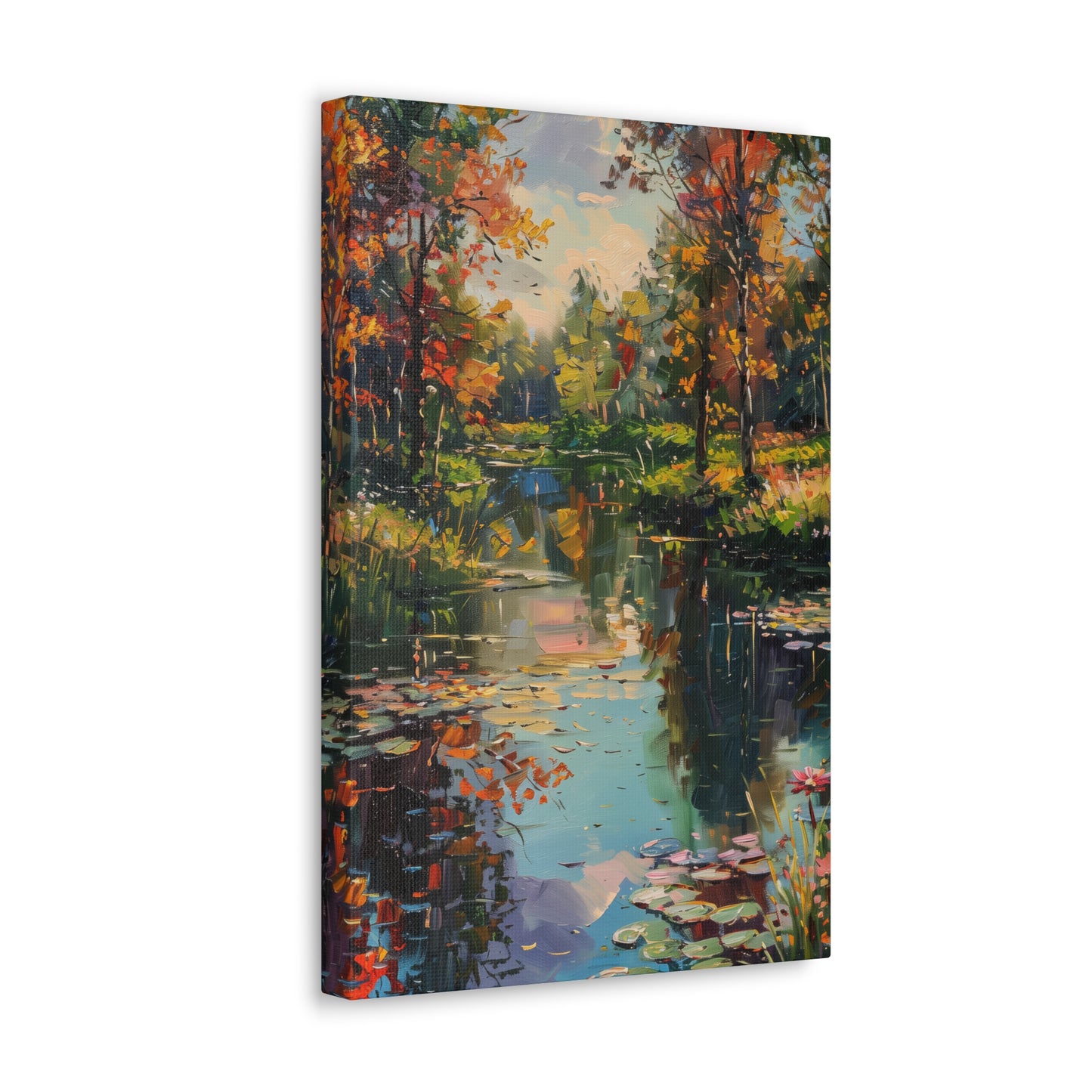 Lake in a Forest - Claude Monet Style Digital Print Canvas Gallery Wraps