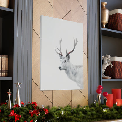 White Reindeer Digital Illustration Canvas Gallery Wraps