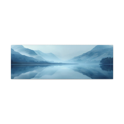 Lake Landscape with Mountains - Morning Mist Panorama Canvas Gallery Wraps