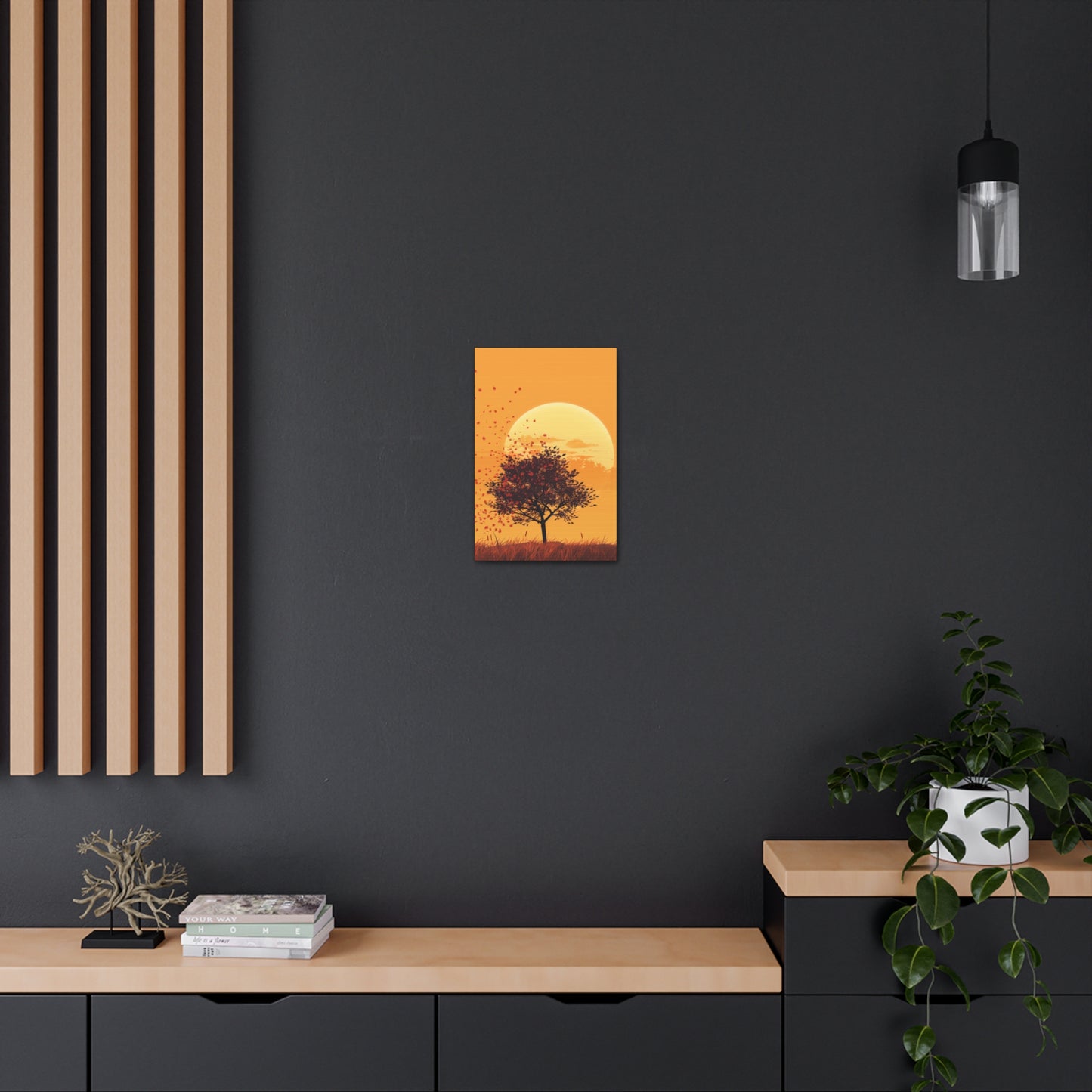 Tree in a Golden Sunset Digital Illustration Canvas Gallery Wraps