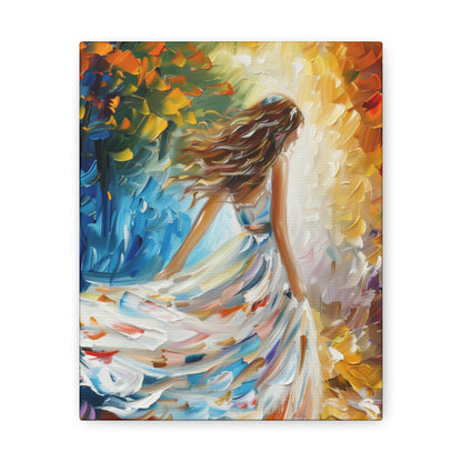 bride walking in street - Leonid Afremov Style Digital Print Canvas Gallery Wraps