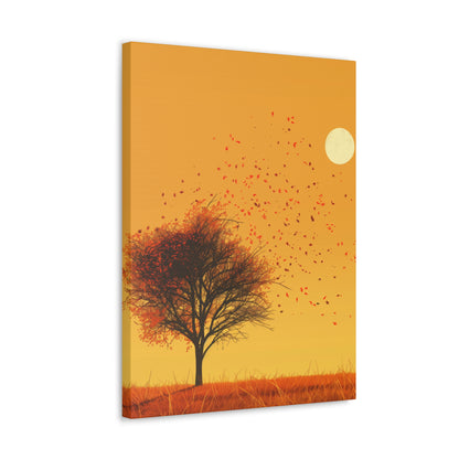 Tree in a Golden Sunset Digital Illustration Canvas Gallery Wraps