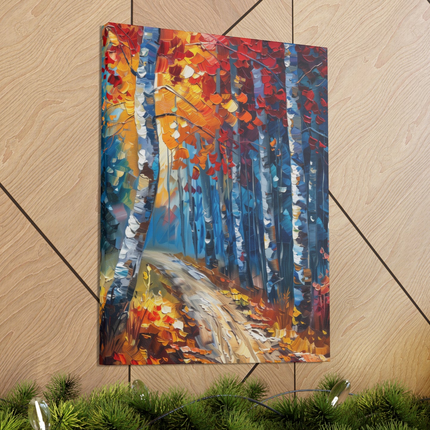 road through autumn forest - Leonid Afremov Style Digital Print Canvas Gallery Wraps