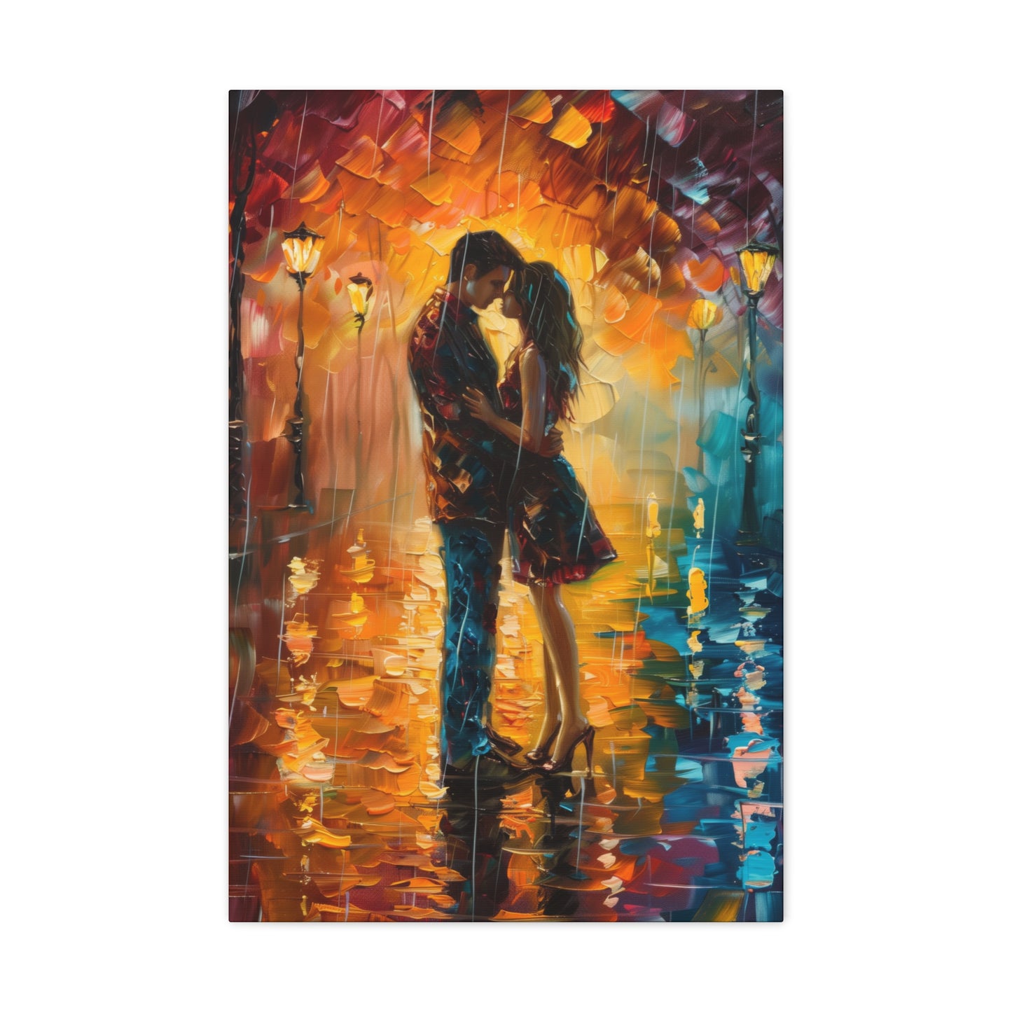 Couple - Leonid Afremov Style Digital Oil Painting Canvas Gallery Wraps