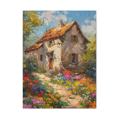 French country side whimsical old house Digital Oil Painting Print Canvas Gallery Wraps