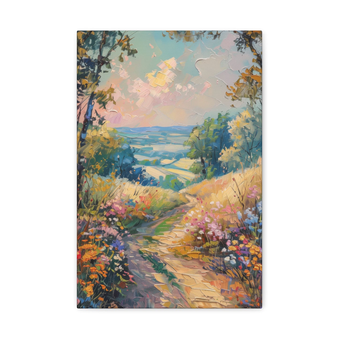 old countryside road in medieval times Digital Oil Painting Print Canvas Gallery Wraps