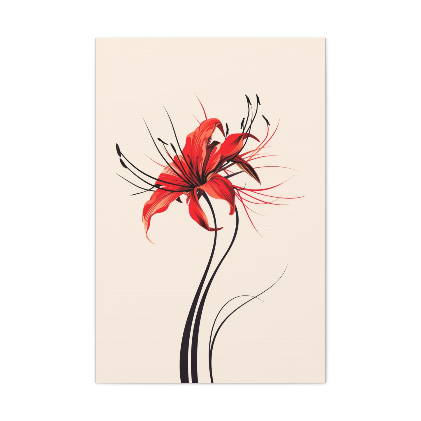 Red Spider Lily Flower Digital Illustration Canvas Gallery Wraps