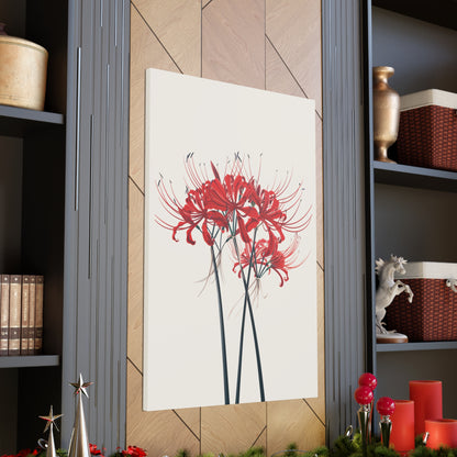 Red Spider Lily Flower Digital Illustration Canvas Gallery Wraps