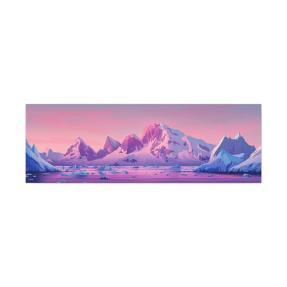 Snowy Mountain Evening - Digital Landscape Illustration Panorama Canvas Gallery Wraps