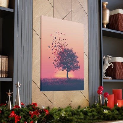 Tree in a Golden Sunset Digital Illustration Canvas Gallery Wraps