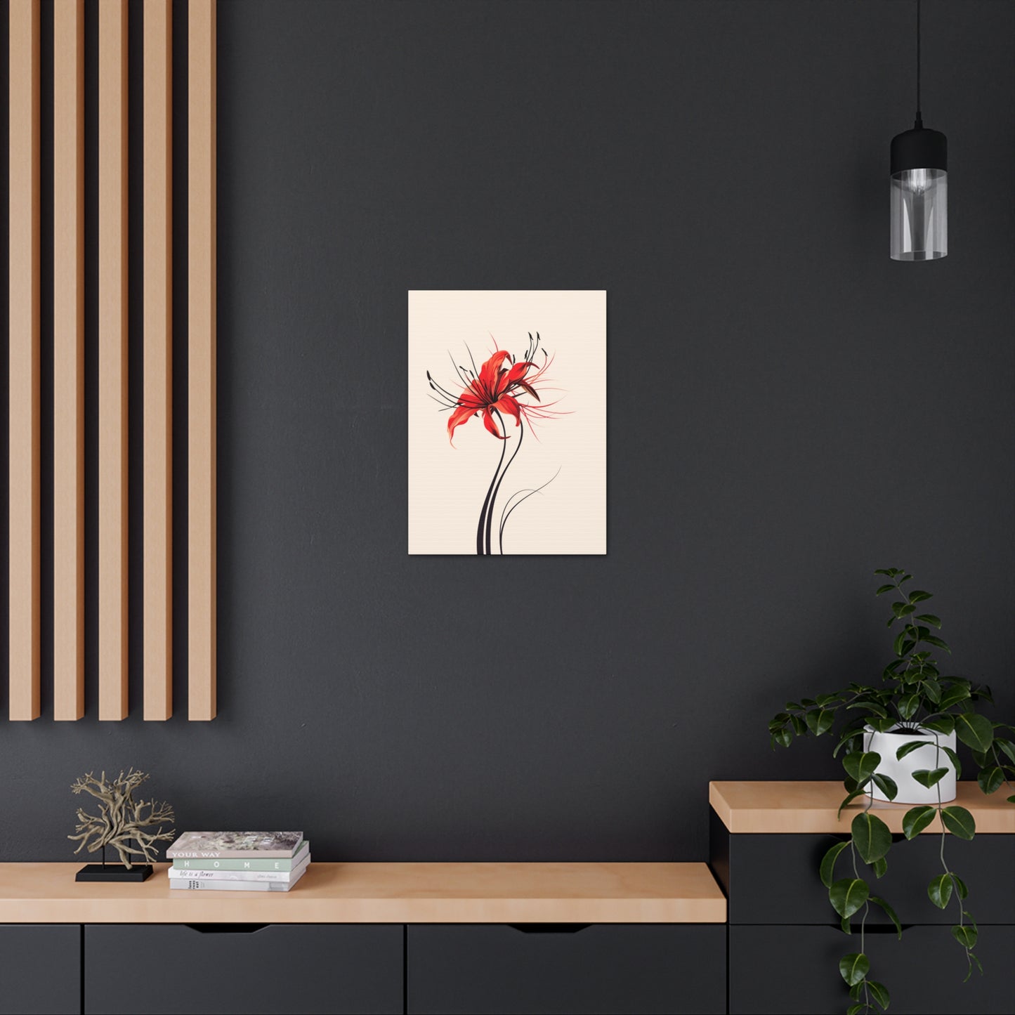 Red Spider Lily Flower Digital Illustration Canvas Gallery Wraps