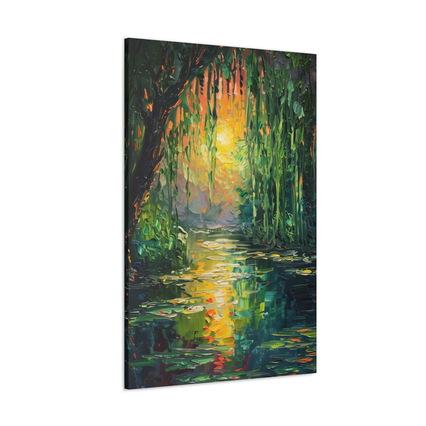 Lake in a Forest - Claude Monet Style Digital Print Canvas Gallery Wraps