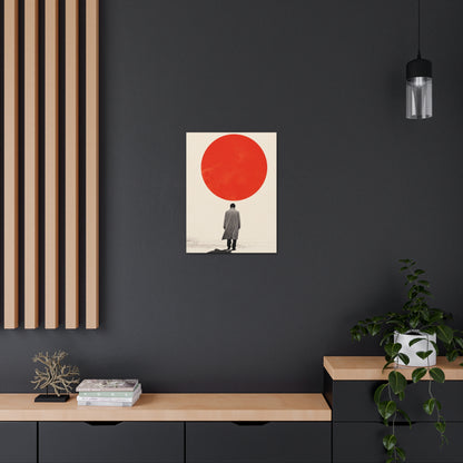 Man walking to red circle  - Takeshi Kitano Style Digital Illustration Canvas Gallery Wraps