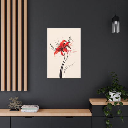 Red Spider Lily Flower Digital Illustration Canvas Gallery Wraps