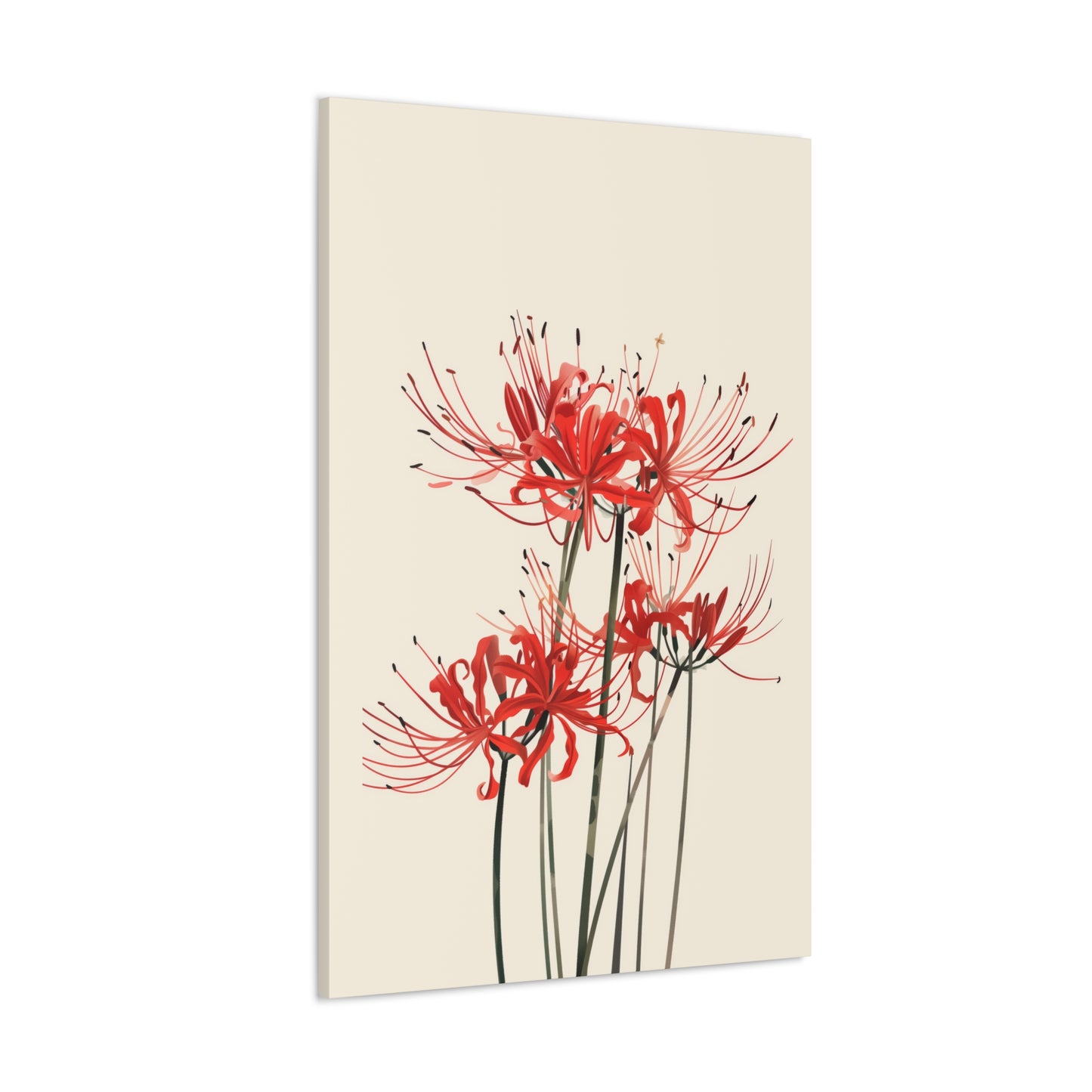 Red Spider Lily Flower Digital Illustration Canvas Gallery Wraps