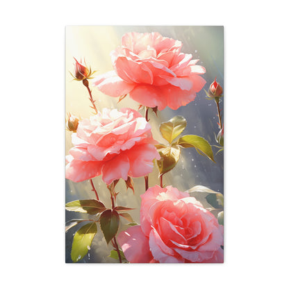 Rose Flowers - Watercolor Painting Digital Illustration Canvas Gallery Wraps