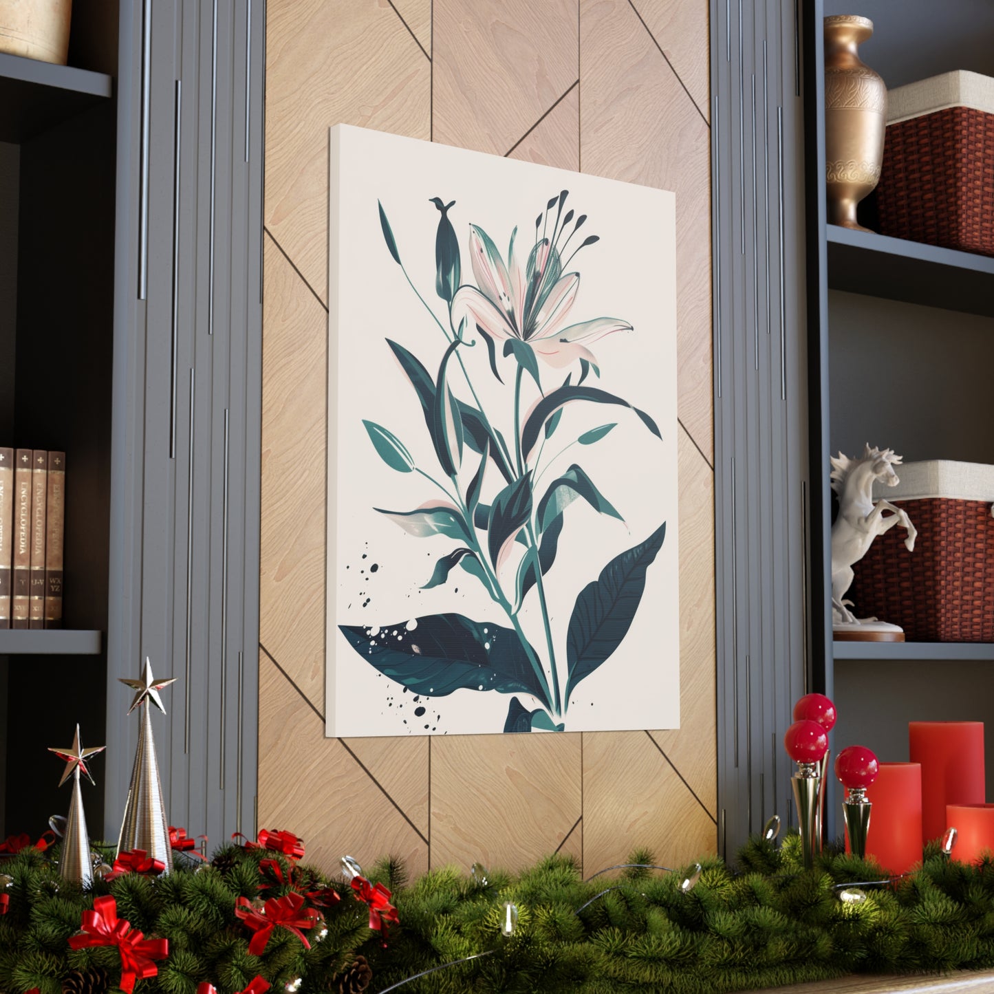 Lily Plant with Flowers - Illustration Canvas Gallery Wraps