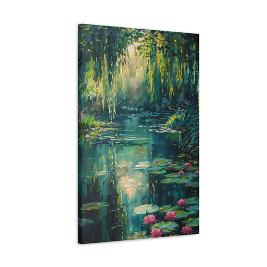 Pond in a Forest - Claude Monet Style Digital Print Canvas Gallery Wraps