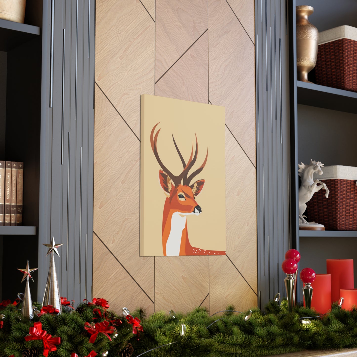 Deer with Antlers Digital Illustration Canvas Gallery Wraps