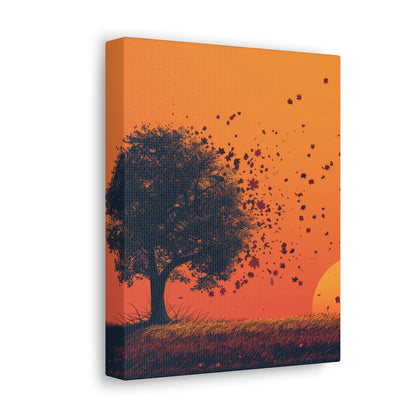 Tree in a Golden Sunset Digital Illustration Canvas Gallery Wraps