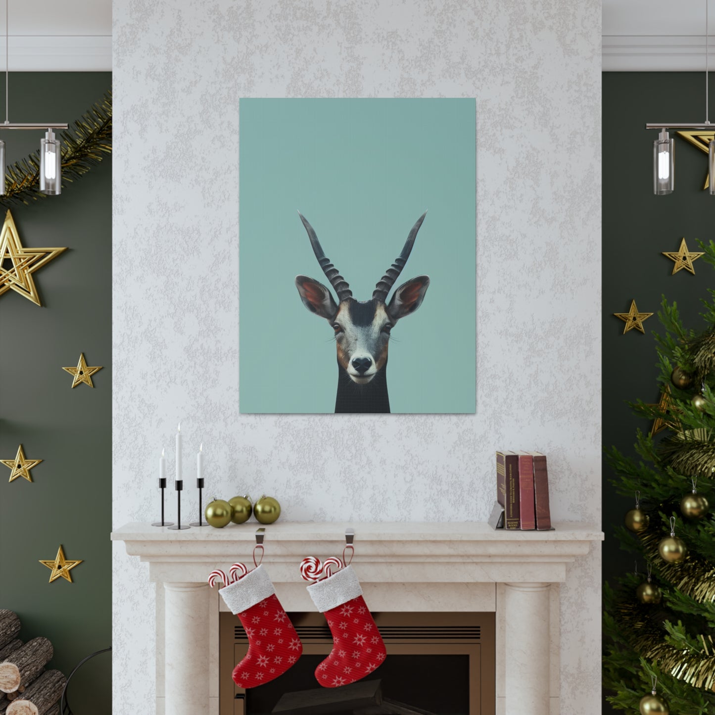 Antelope with Antlers Digital Illustration Canvas Gallery Wraps