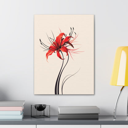 Red Spider Lily Flower Digital Illustration Canvas Gallery Wraps