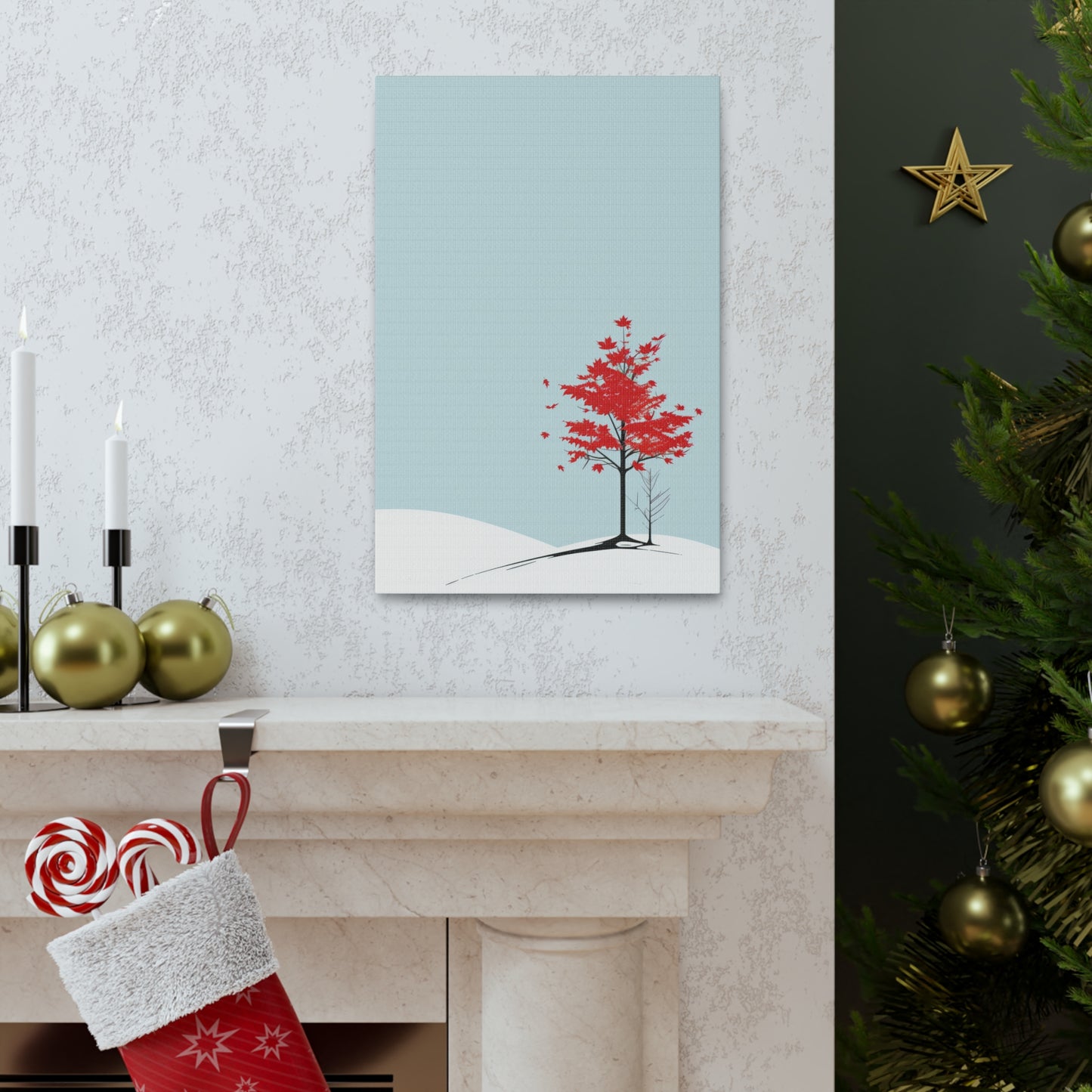 Maple Tree in Winter - Illustration Canvas Gallery Wraps