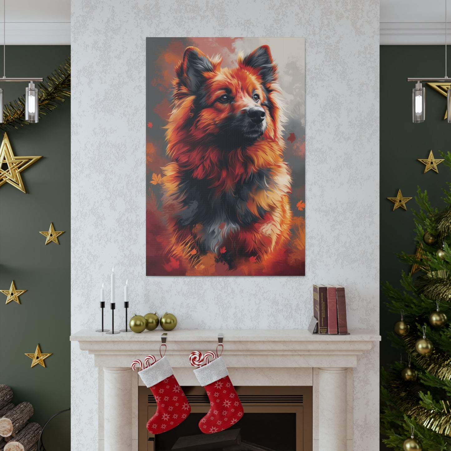 Papillon Dog - Abstract Illustration Canvas Gallery Wraps