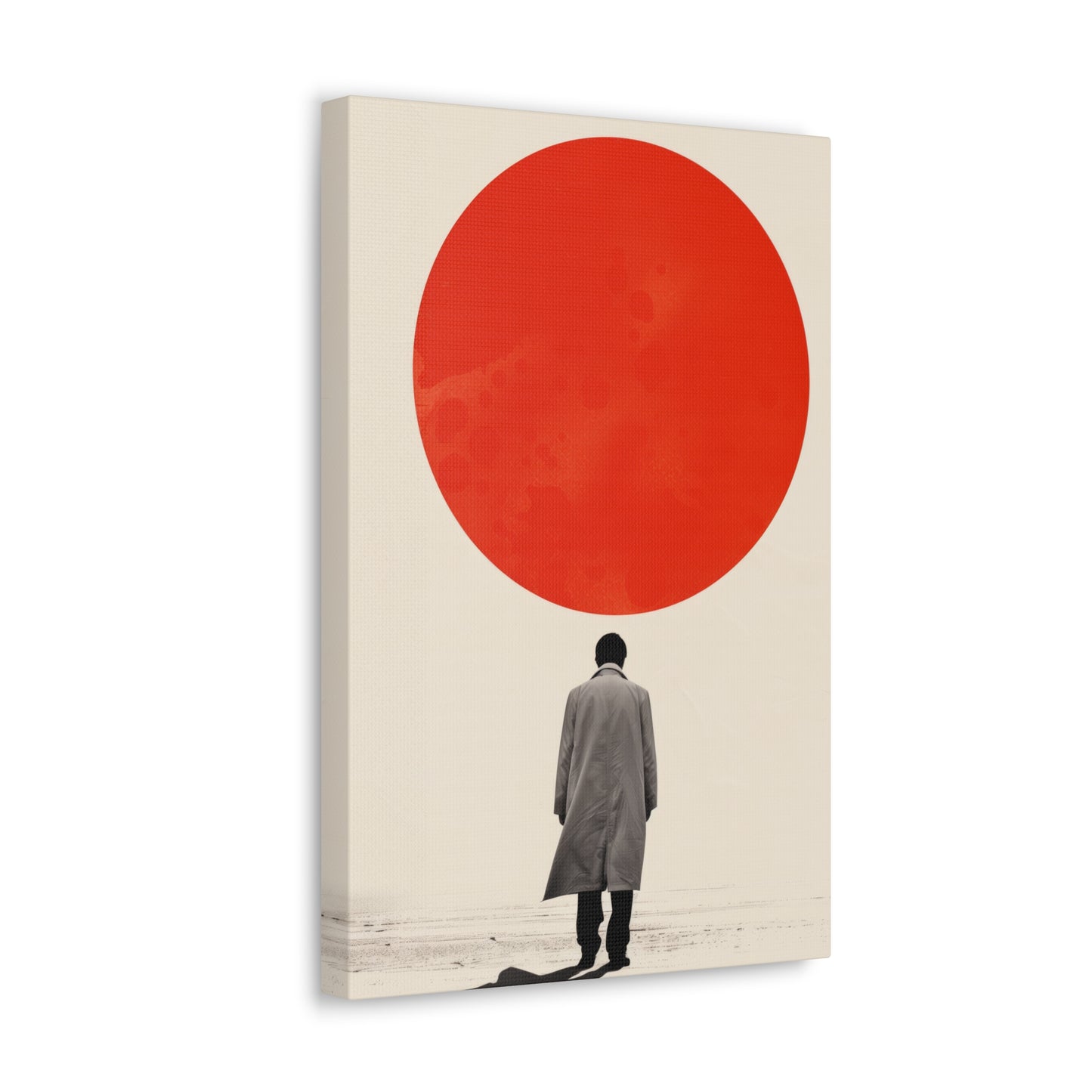 Man walking to red circle  - Takeshi Kitano Style Digital Illustration Canvas Gallery Wraps