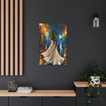 bride walking in the streets - Leonid Afremov Style Digital Print Canvas Gallery Wraps