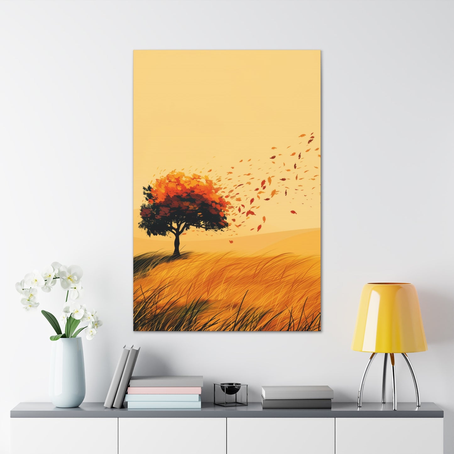 Tree in a Golden Sunset Digital Illustration Canvas Gallery Wraps