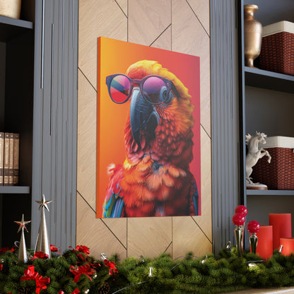 Parrot Wearing Sunglasses - Illustration Canvas Gallery Wraps