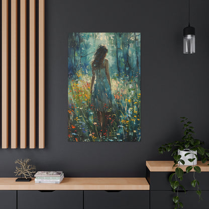 a girl looking into a forest Digital Oil Painting Print Canvas Gallery Wraps