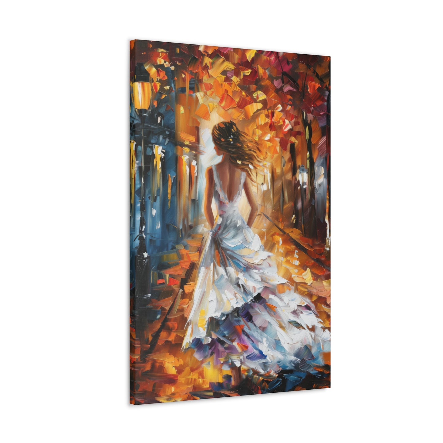 bride walking in street - Leonid Afremov Style Digital Print Canvas Gallery Wraps