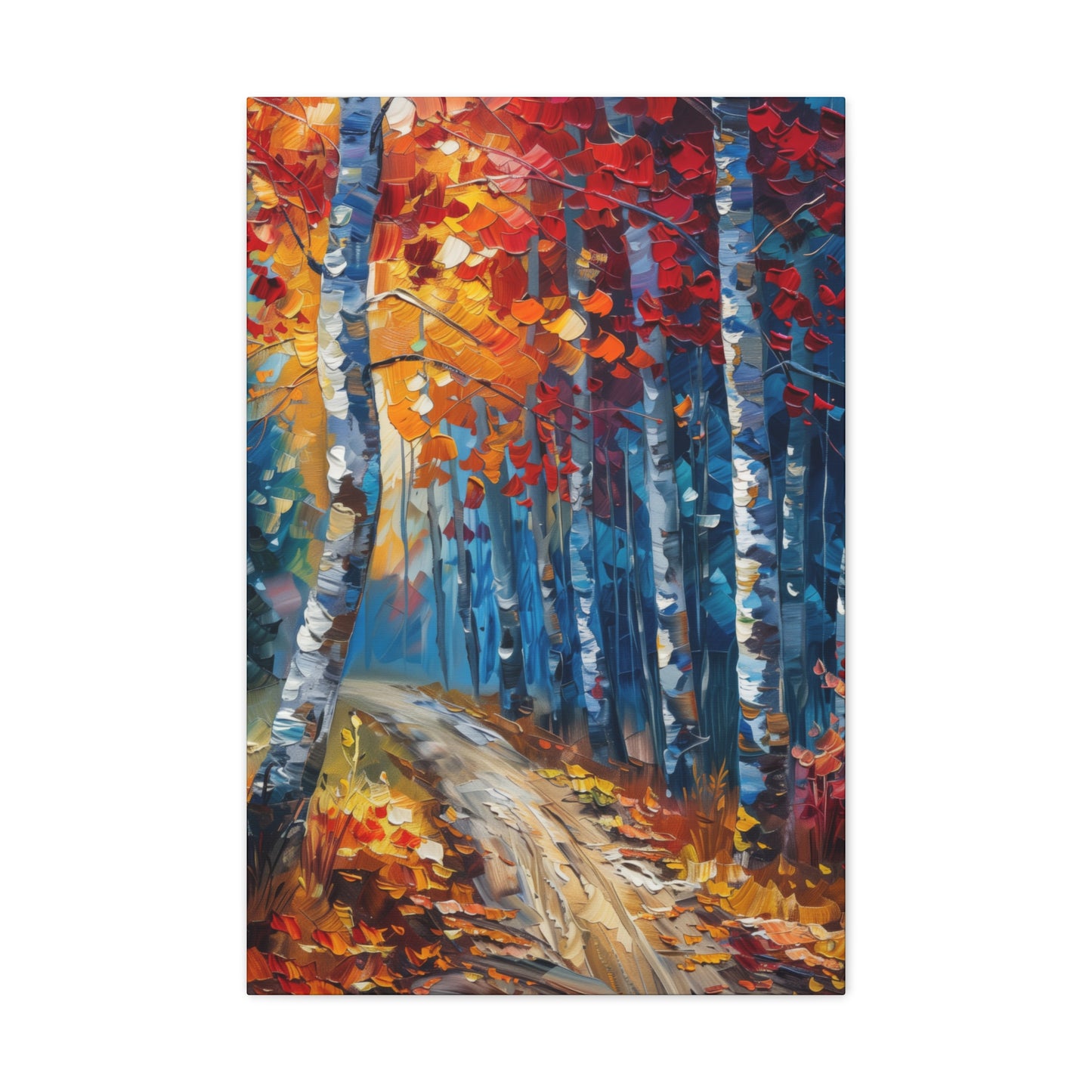 road through autumn forest - Leonid Afremov Style Digital Print Canvas Gallery Wraps