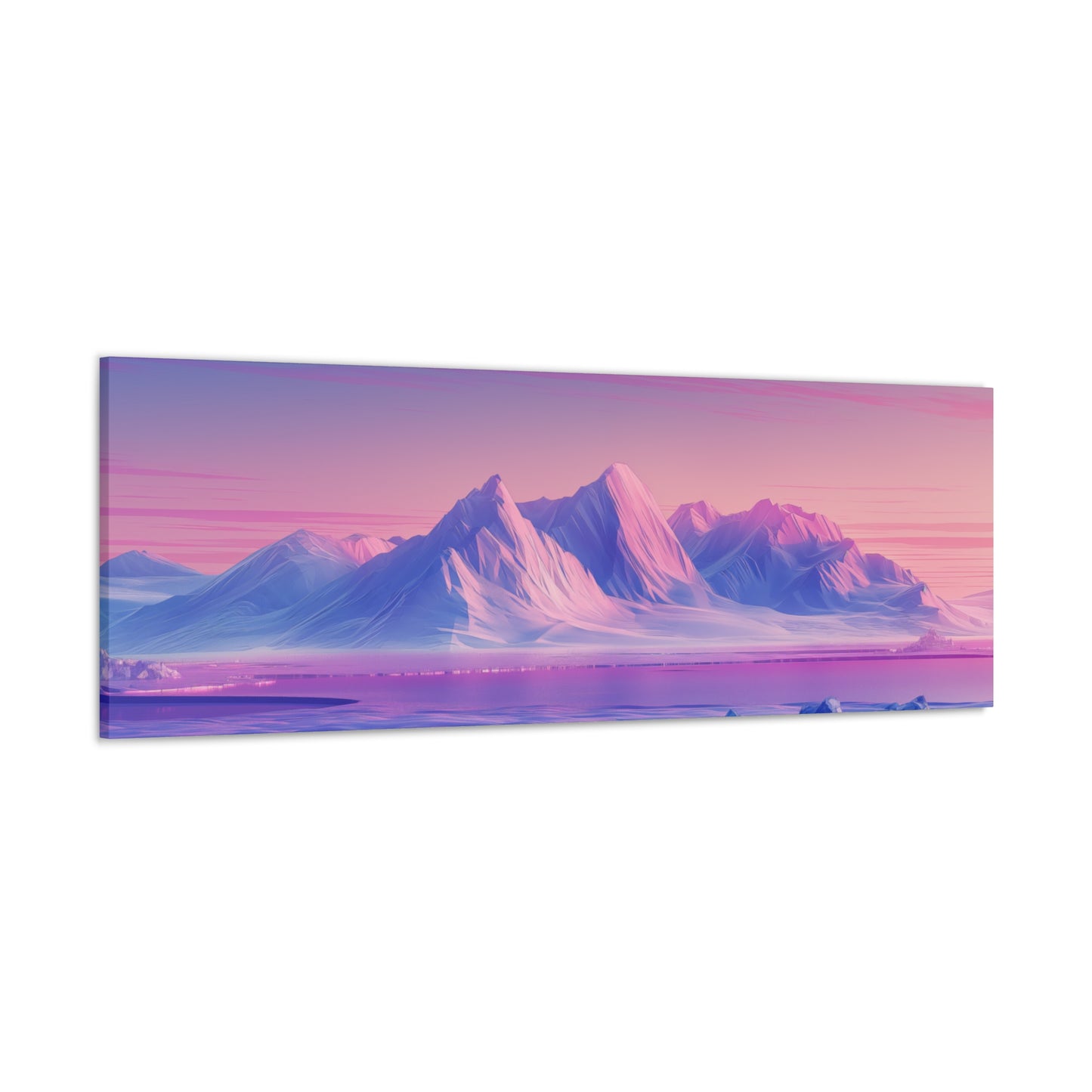 Snowy Mountain Evening - Digital Landscape Illustration Panorama Canvas Gallery Wraps