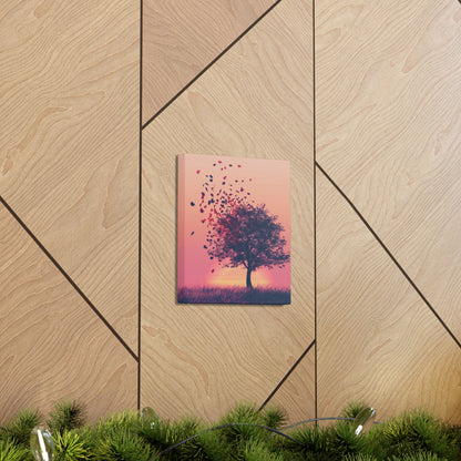 Tree in a Golden Sunset Digital Illustration Canvas Gallery Wraps